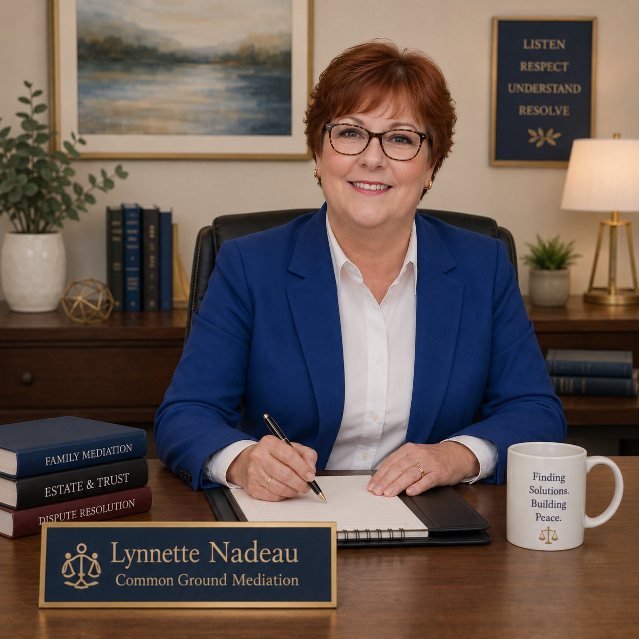 Lynnette Nadeau, Tarrant County Mediator, at her desk